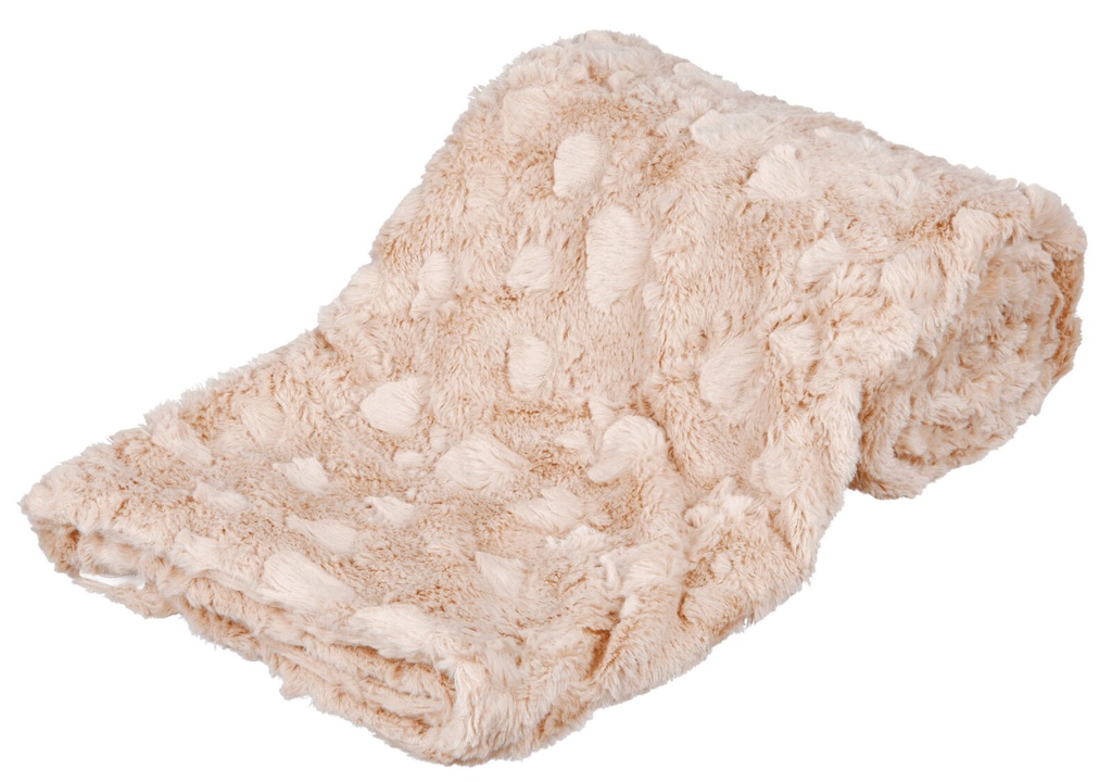 [37163] Deken Cosy, structuur-softpluche, 70x50cm beige