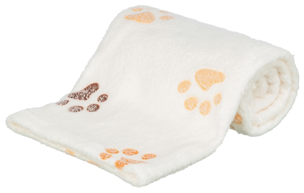 [37177] Deken Lingo, softfleece, 75x50cm wit/beige