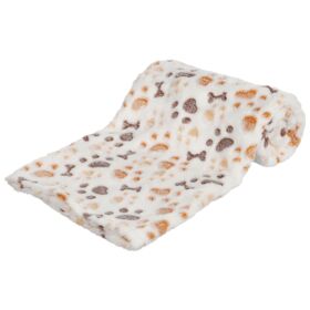 [37178] Deken Lingo, softfleece, 100x75cm wit/beige
