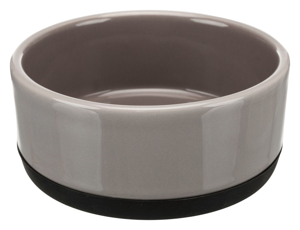 [24360] Voer/waterbak, keramiek/rubber, 0,4 l/ø 12 cm, grijs