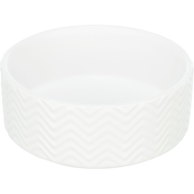[25023] Voer/waterbak, keramiek, 0,4 l/ø 13 cm, wit