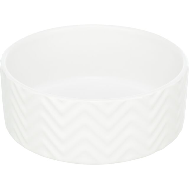 [25025] Voer/waterbak, keramiek, 1,6 l/ø 20 cm, wit