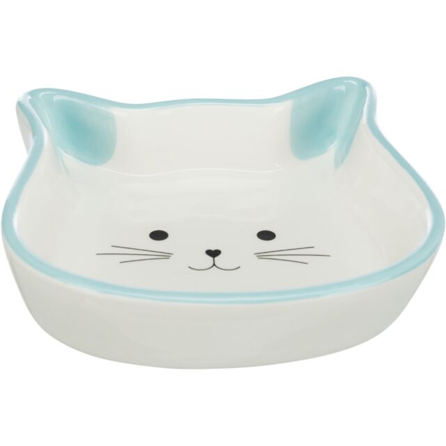 Voer/waterbak, kattenhoofd, keramiek, 0,25 l/12 × 12 cm, diverse