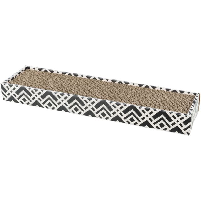 [4327] Krabkarton Scratchy, catnip, 48 × 5 × 13 cm, zwart/wit