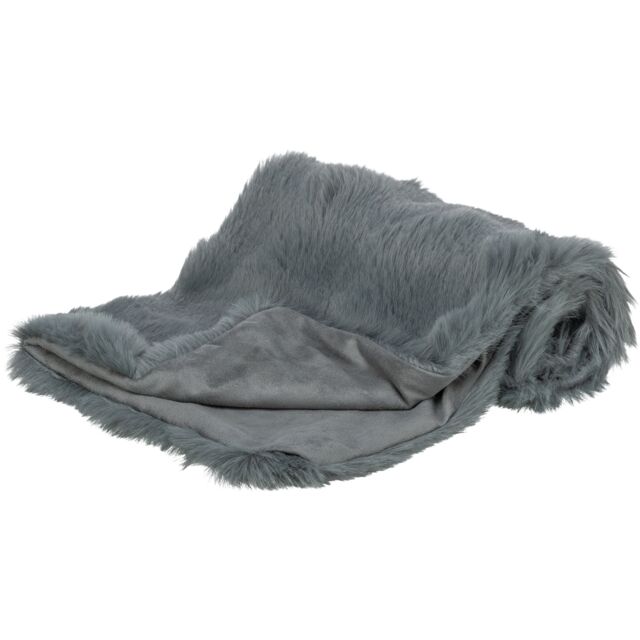 [374113] Deken Elli, pluche/velours, 70 × 50 cm, donkergrijs