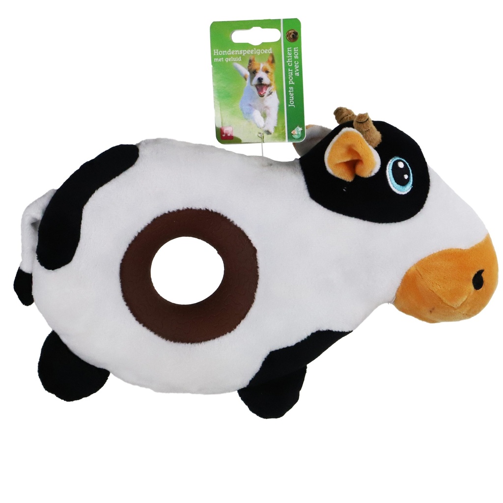 [020 5513] Donut koe  piep 31cm zwart wit