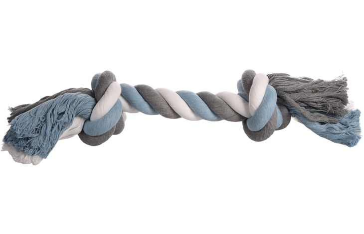 [522706] # HS KATOEN JIM KNOOPBEEN 2 KNOPEN BLAUW/WIT/GRIJS JUMBO 45CM