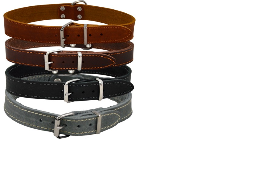 J&V LEDER HALSBAND vetleder zwart - 25cm