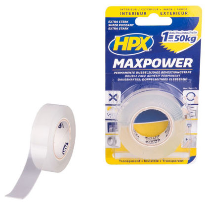 Dubbelzijdig plakband MaxPower TRANSPARANT 19mm x 2m.