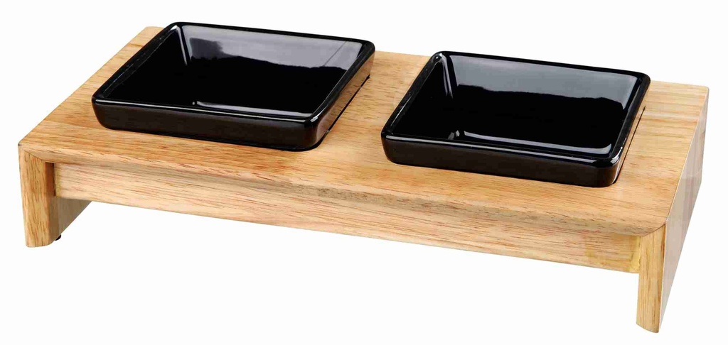 [BR_198057] Keramisch voer/waterbak set 0.2l hout