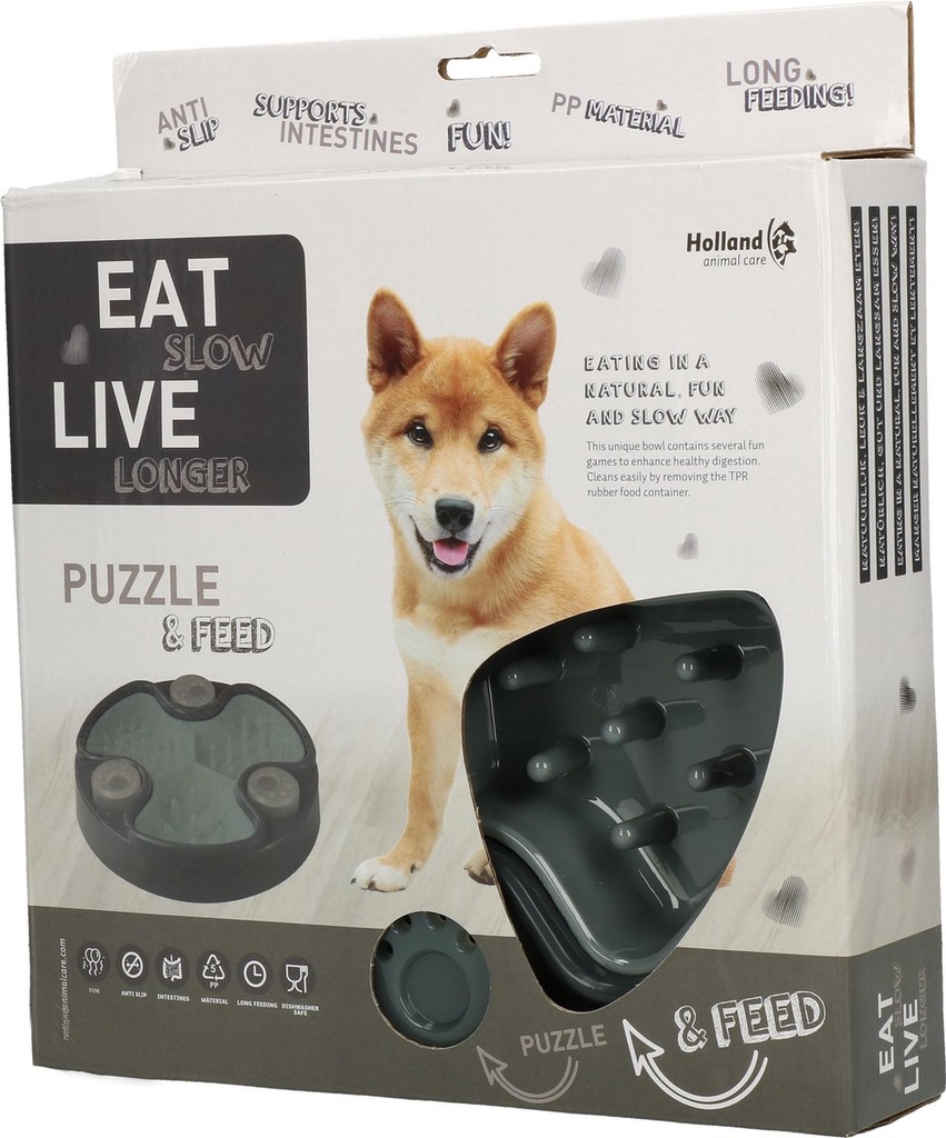 Eat Slow Live Longer puzzel Grijs