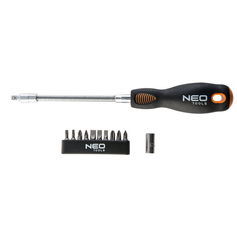 [BR_199683] Flexibele schroevendraaier incl 12bits, CRMO Staal, TUV M+T