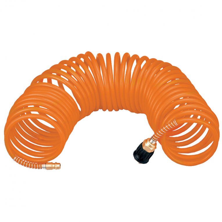 Luchtspiraalslang 10mtr 8mm, Nylon, Krulslang, Incl Koppelingen