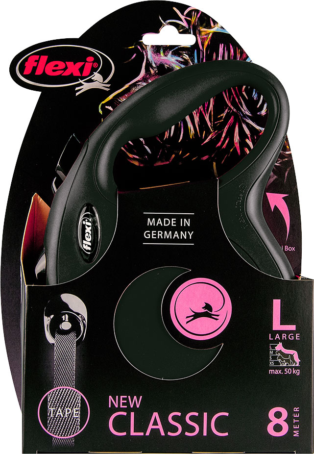 [020 9132] Flexi classic tape L- zwart 8 meter