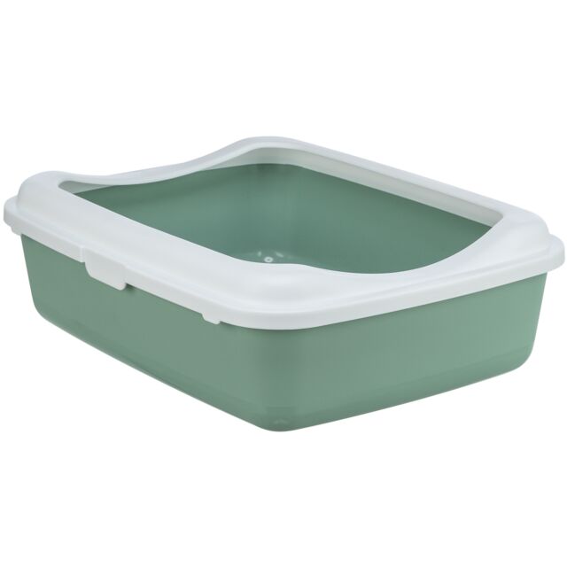 [40185] Kattenbak Classic, 37 × 15 × 48 cm, salie/wit