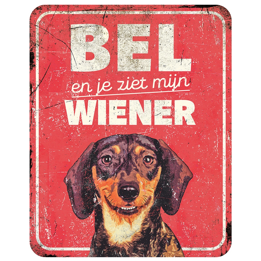 [695/471494] Waarschuwingsbord dachshund nl 25x20x0,3cm rood