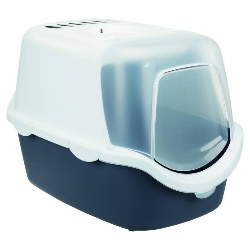 [40341] Kattenbak Vico Open Top, met kap, 40 × 40 × 56 cm, blauw grijs/wit