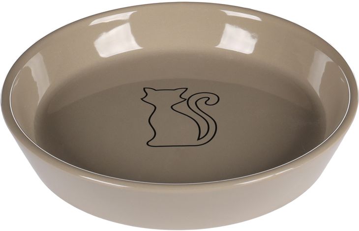 EET-EN DRINKPOT KAT AURI KERAMISCH TAUPE OVAAL 500ML 20x3,5CM