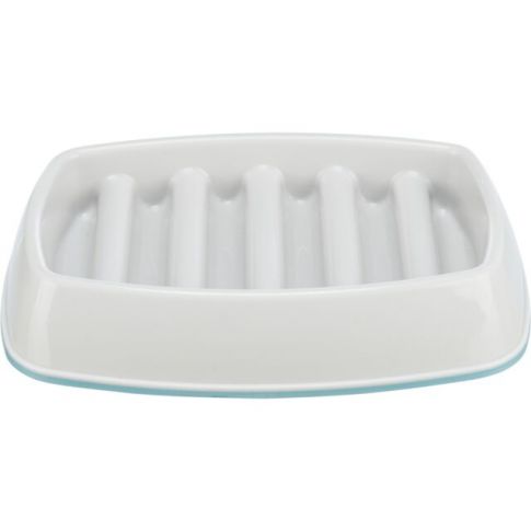 [25192] Slow Feeding voer/waterbak, kunststof/TPR, 0,25l/21 × 14 cm, grijs